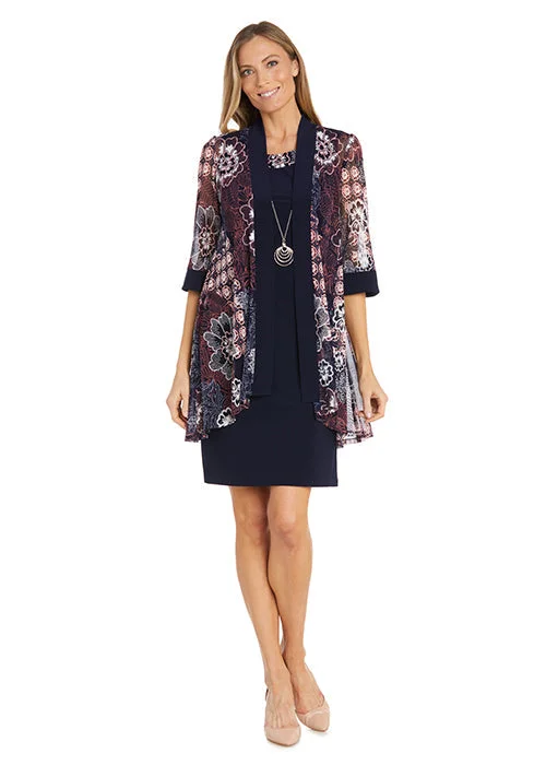 R&M Richards 1302 Short Mother of the Bride Printed Jacket Dress