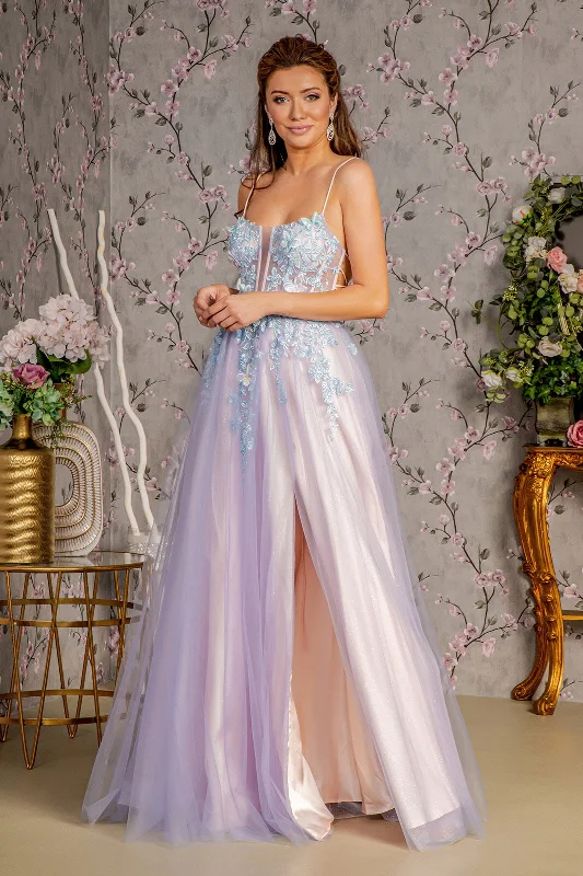 Prom 3D Butterfly A Line Long Formal Dress