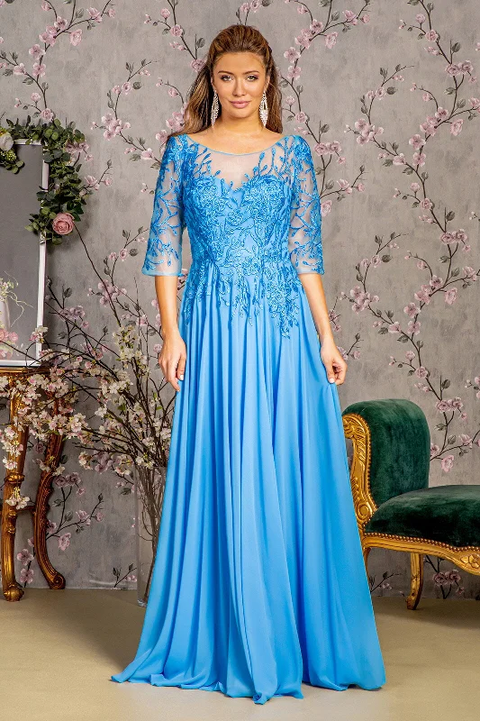 Beaded Long Formal Mother of the Bride Dress