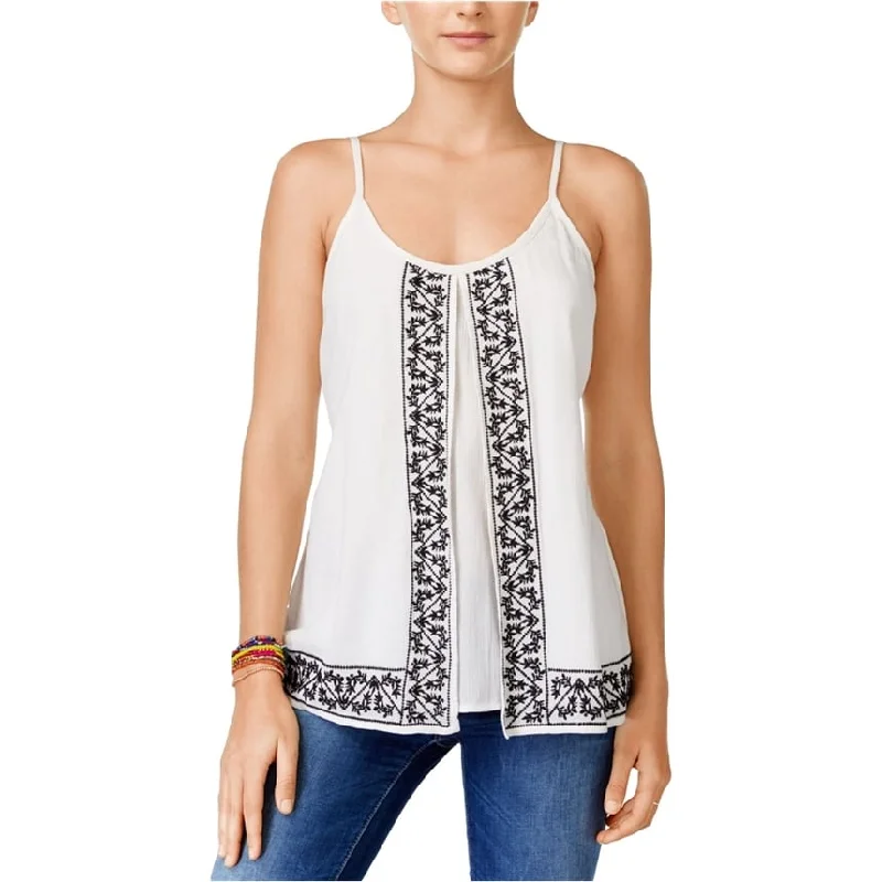 American Rag Womens Embroidered Flyaway Tank Top, Off-White, XX-Small