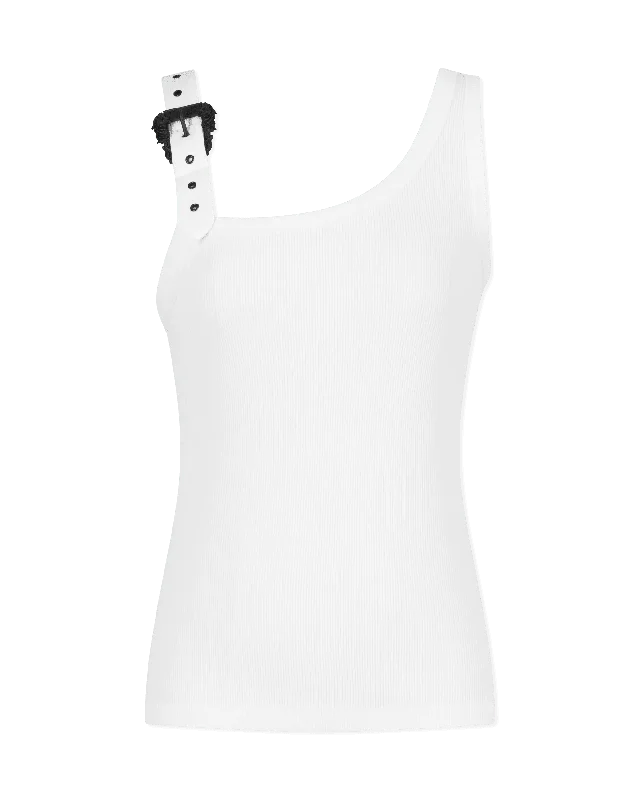 Baroque Buckle Ribbed Tank Top