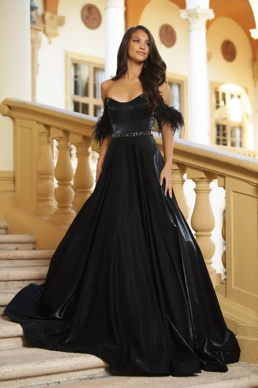 Ava Presley 28570 Feather Formal Prom Long Gown