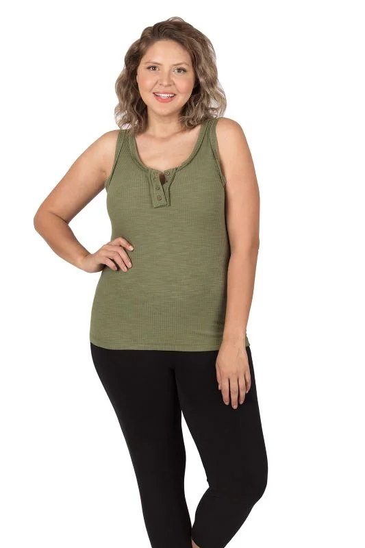 Ribbed Button-Front Layering Tank Top