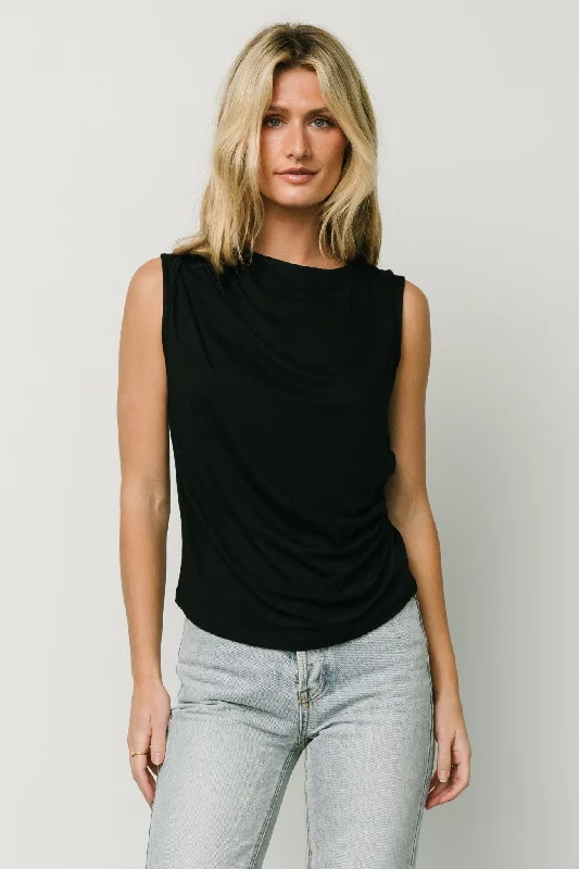 Jia Ruched Tank Top | Black