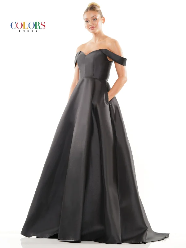 Black 20 Colors 3182 Long Off Shoulder Mikado Prom Dress Sale