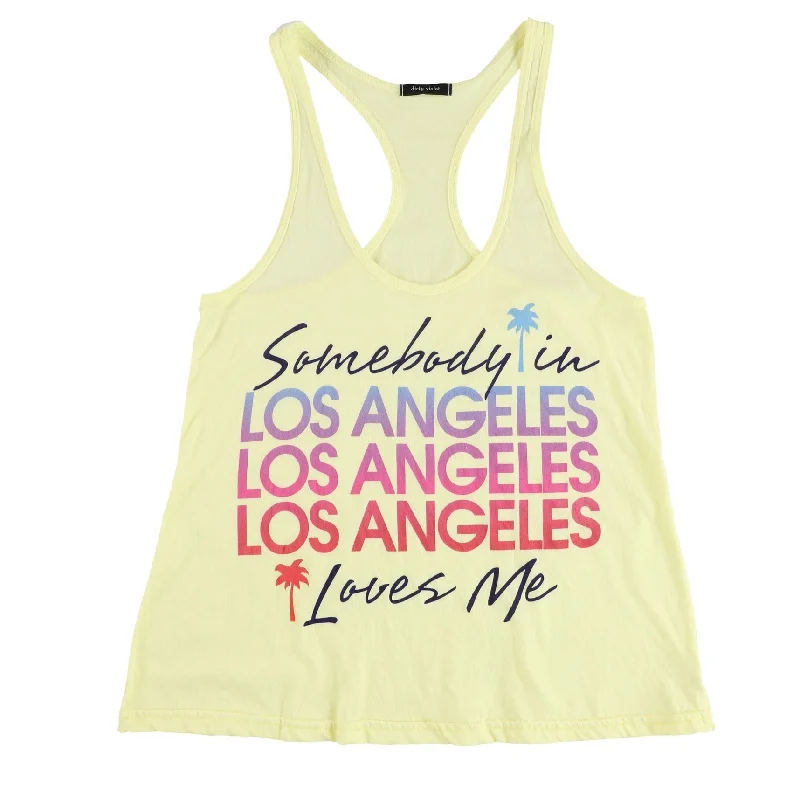 dirty violet Womens Somebody In Los Angeles Racerback Tank Top, Yellow, Small