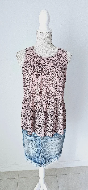 Fancy & Free Leopard Tank - Pink - SMALL - FINAL SALE