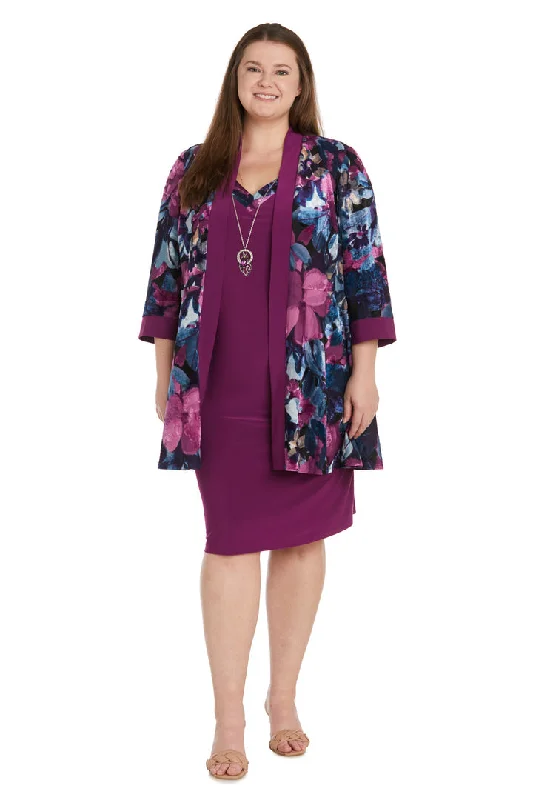 R&M Richards 1518W Plus Size Floral Print Short Dress