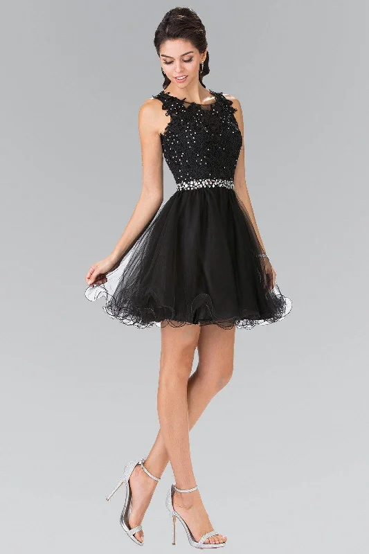 Lace Illusion Top A Line Short Graduation Dress Cocktail