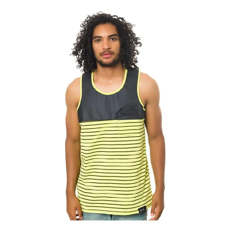 Fly Society Mens The Pieced PU Tank Top, Green, XX-Large