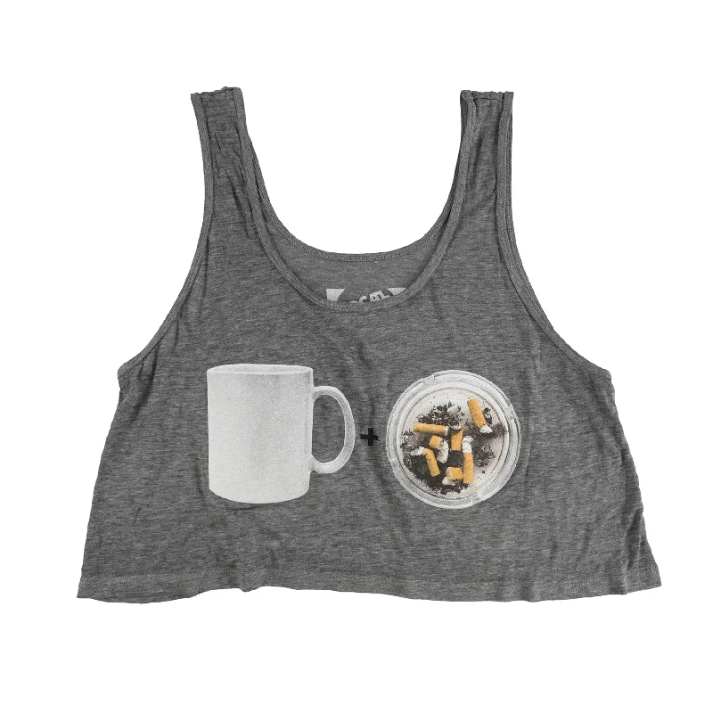 Local Celebrity Womens Coffee Cigarattes Tank Top, Grey, Small