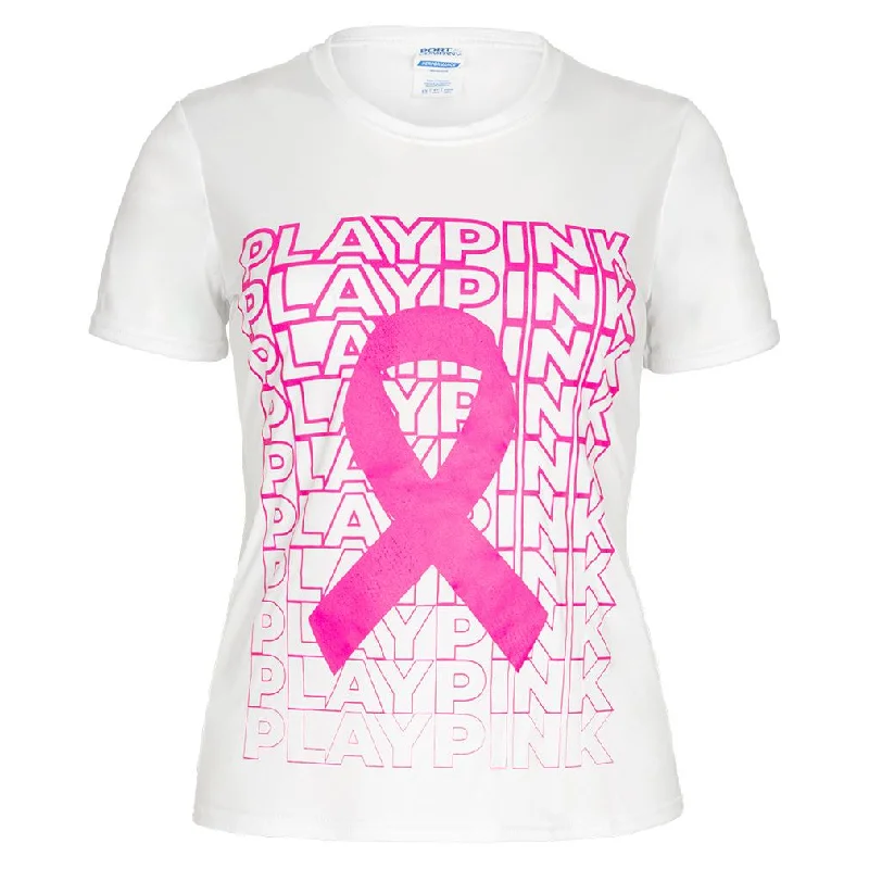 Women`s Play Pink Performance Tee White