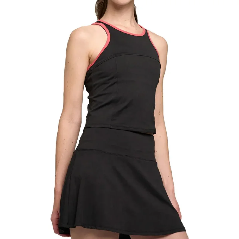 Women`s Elite Block Tennis Tank Black and Henna