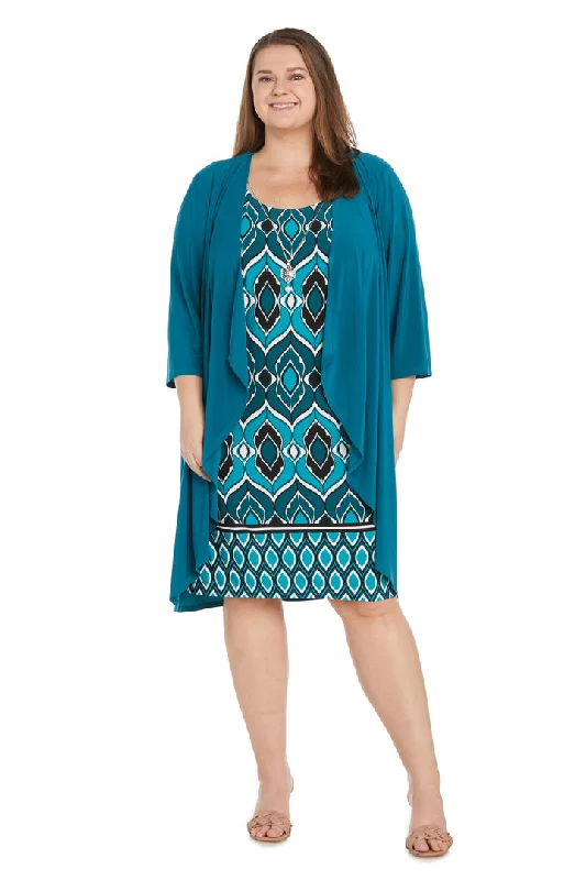 R&M Richards 1237W Short Plus Size  Jacket Printed Dress