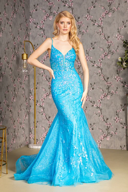 Long Formal Fitted Glitter Prom Dress