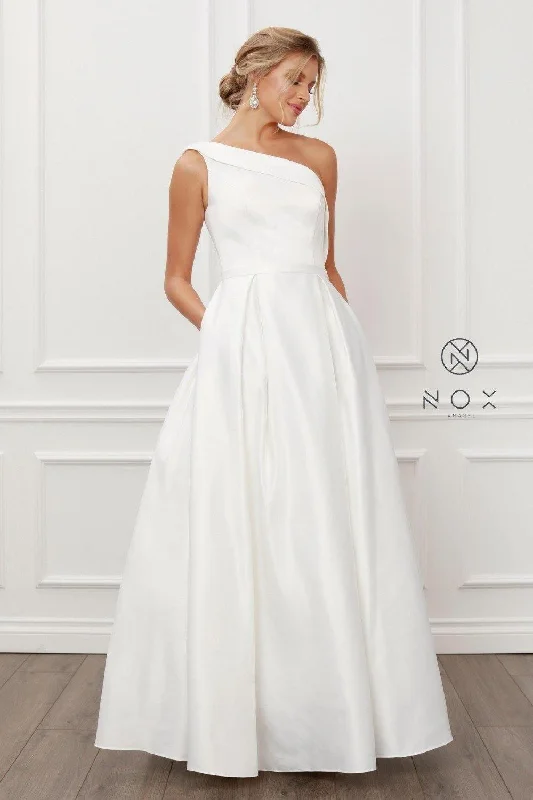 White 12 Nox Anabel Long Wedding Dress Sale