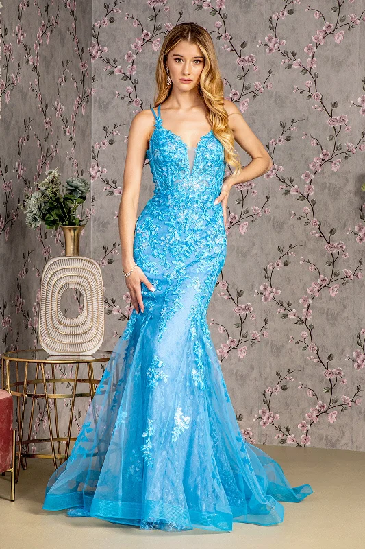 Formal Long Floral Sequin Mermaid Prom Dress