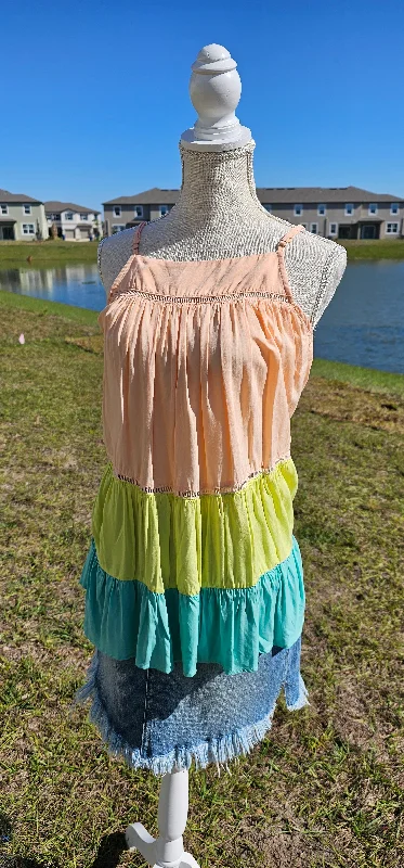 Tutti Frutti Tank Top - Sherbet Orange, Lime Green & Light Teal - SMALL | MEDIUM | LARGE - FINAL SALE