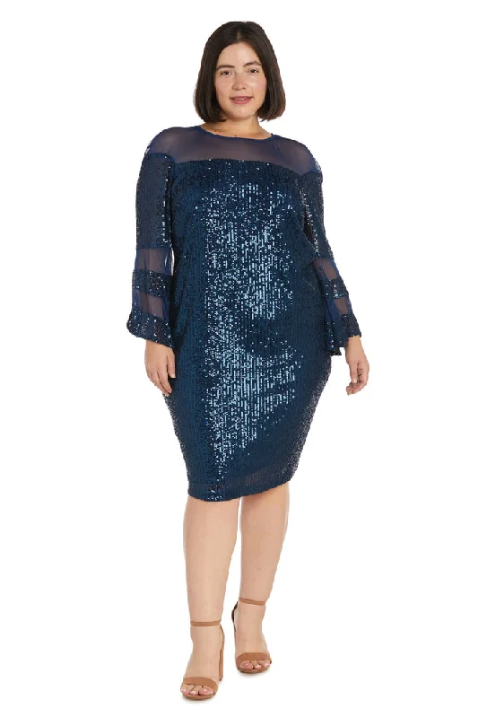 R&M Richards 2775W Long Sleeve Plus Size Short Dress