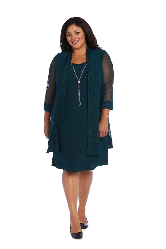 Dark Green 14W R&M Richards 5394W Short Plus Size Formal Dress Sale