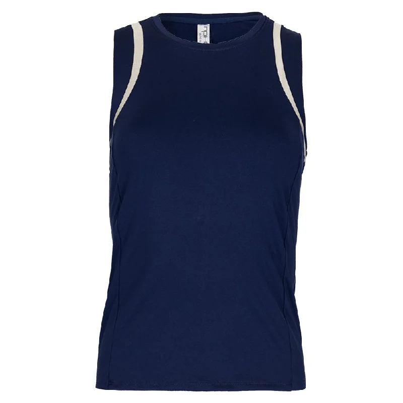 Women`s Elle Tennis Tank Ink and Silver Sand