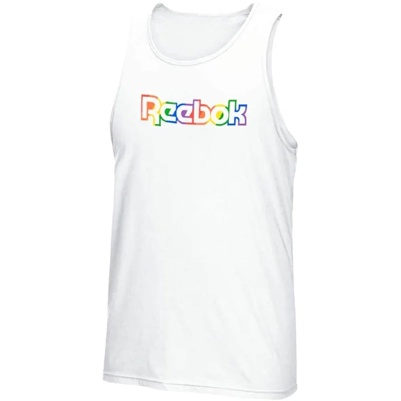 Reebok Mens Logo Tank Top, White, X-Small