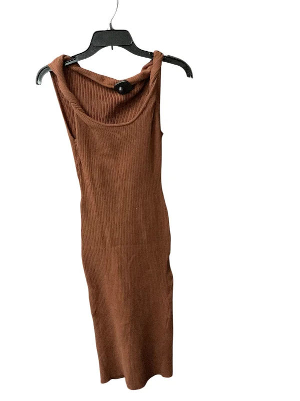 Dress Casual Midi By Good American In Brown, Size: S