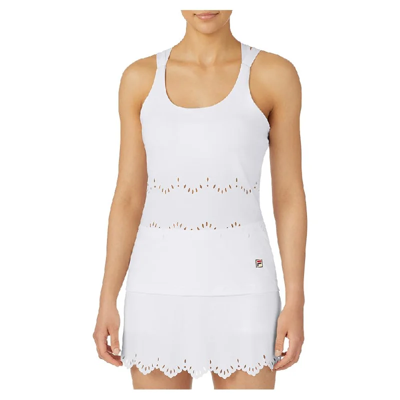 Women's Whiteline Lasercut Crossback Tennis Tank White