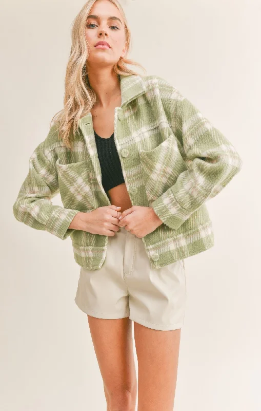 Sadie And Sage Hot Matcha Plaid Jacket