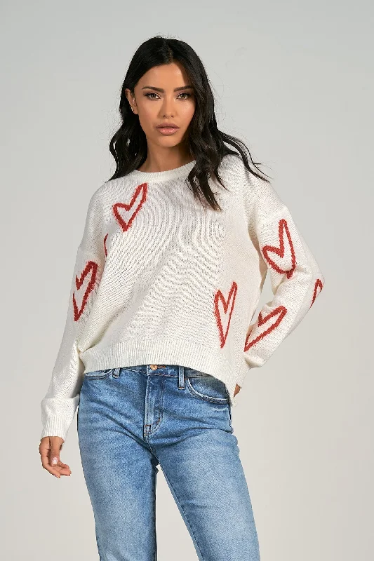 Crew Neck Heart Sweaters