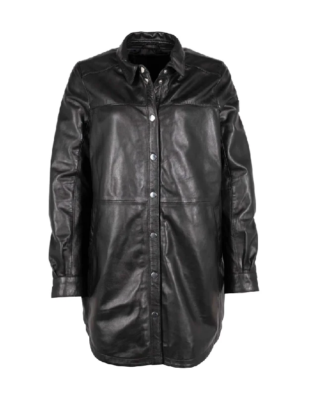 MAHI OVERSIZE LEATHER SHIRT JACKET