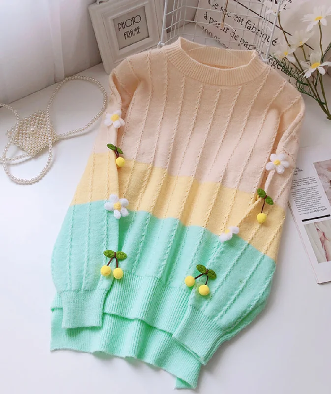 Lovely Flowers Long Sleeve Sweater      S4374