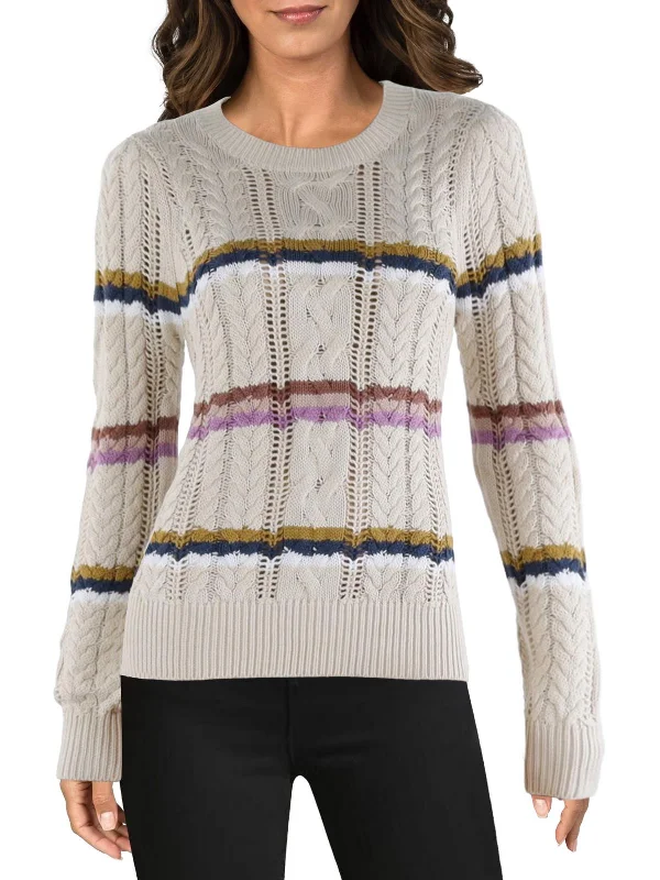 Rossini Womens Open Stitch Crewneck Pullover Sweater