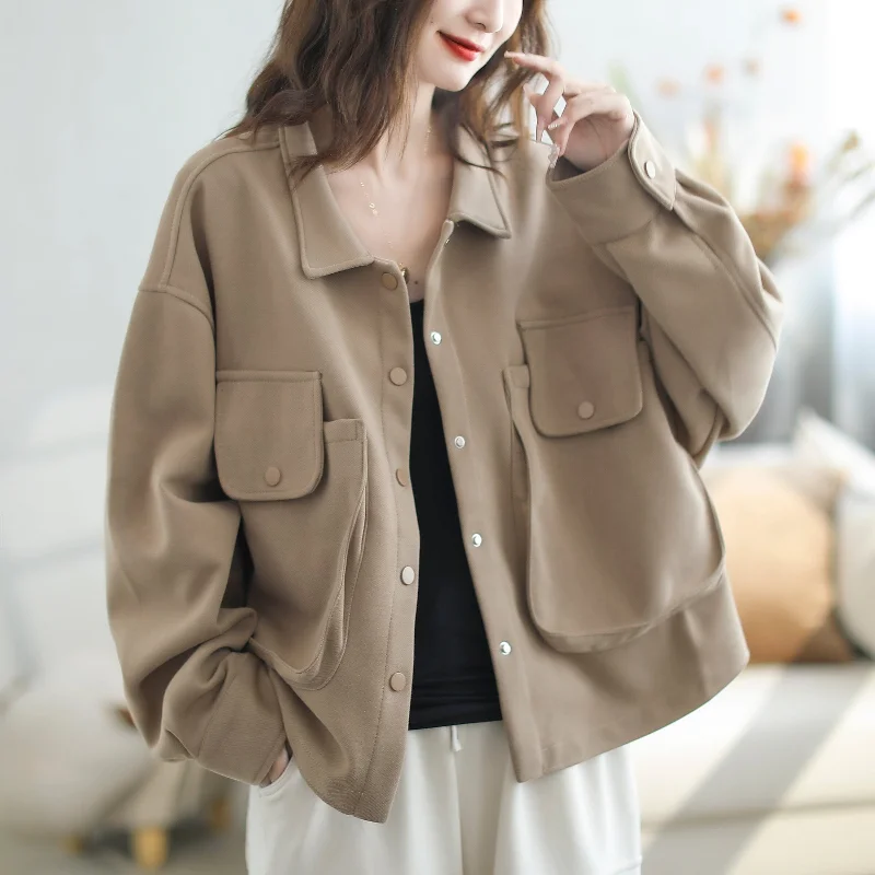 Women Autumn Stylish Minimalist Solid Loose Jacket