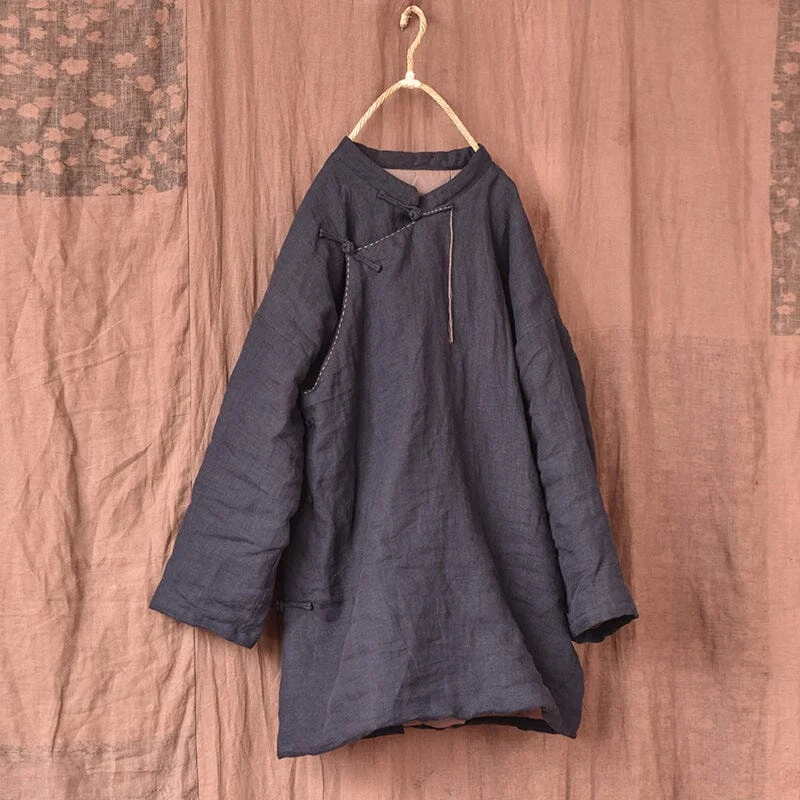 Women Winter Retro Casual Handcraft Linen Jacket