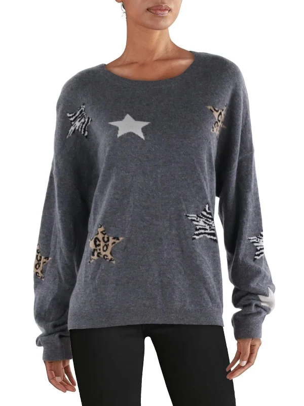 Womens Cashmere Printed Crewneck Sweater