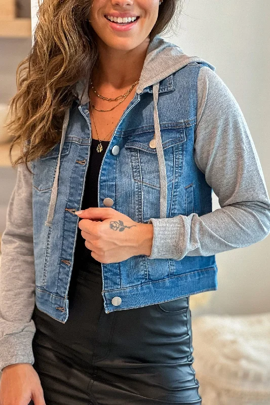 Denim Blue Hooded Jacket