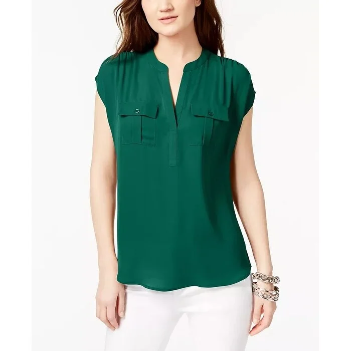 INC International Concepts Women's Utility Shirt Green Size L - Large