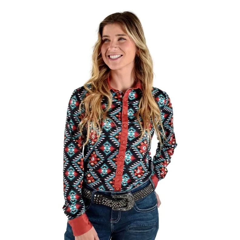 Cowgirl Tuff Western Shirt Womens Aztec Button L/S Specialty F00510