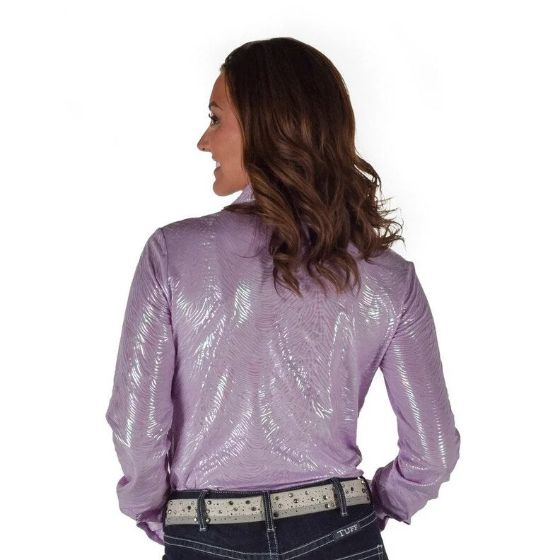 Cowgirl Tuff Western Shirt Womens Foil Swirls L/S Lilac 100870