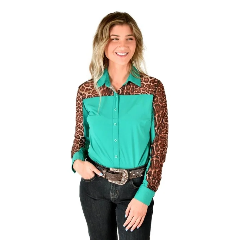 Cowgirl Tuff Western Shirt Womens L/S Button Leopard Specialty 100642