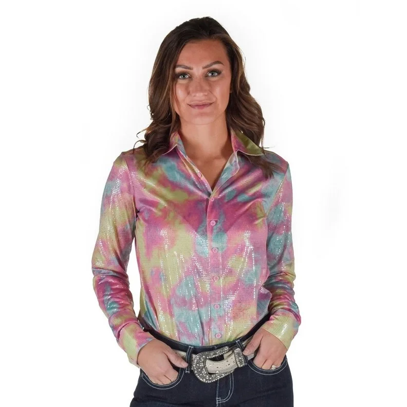 Cowgirl Tuff Western Shirt Womens L/S Cotton Candy Multicolor 100859