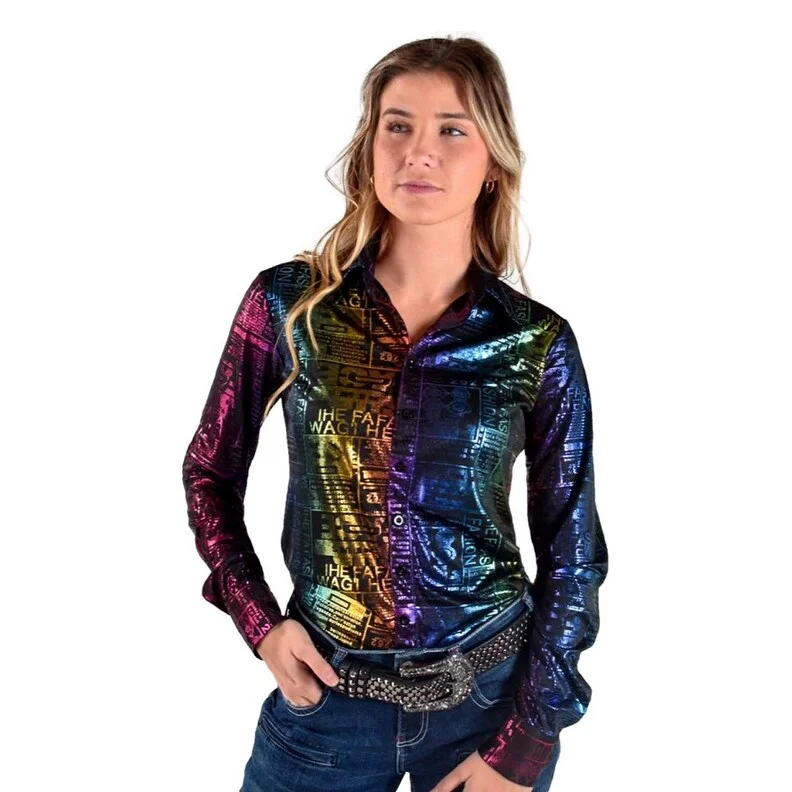 Cowgirl Tuff Western Shirt Womens L/S Foil Fashion Specialty F00529