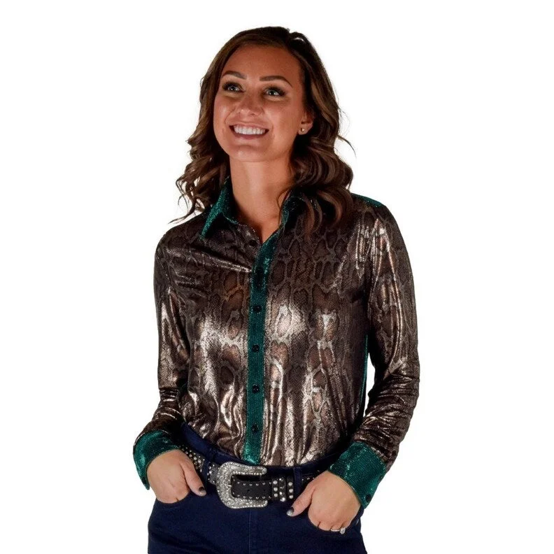 Cowgirl Tuff Western Shirt Womens L/S Metallic Specialty 100827