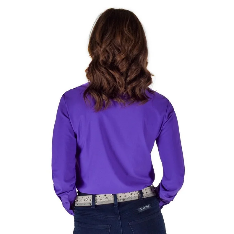 Cowgirl Tuff Western Shirt Womens Lightweight L/S Solid Purple 100816