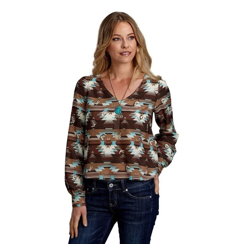 Roper Western Shirt Womens Icon L/S Button Multi 03-050-0590-6109 MU