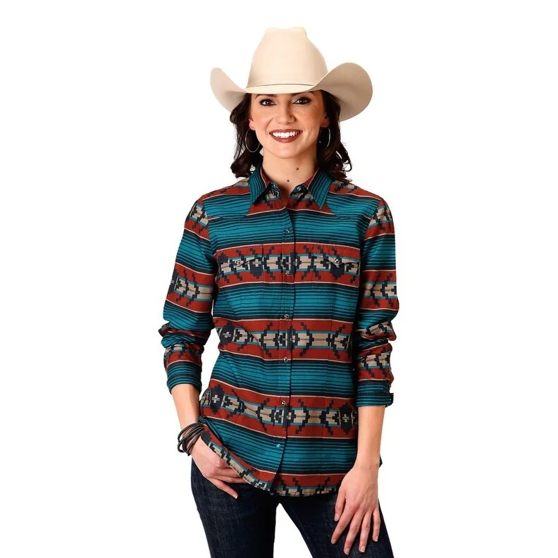 Roper Western Shirt Womens L/S Aztec Snap Rust 03-050-0067-1012 RT