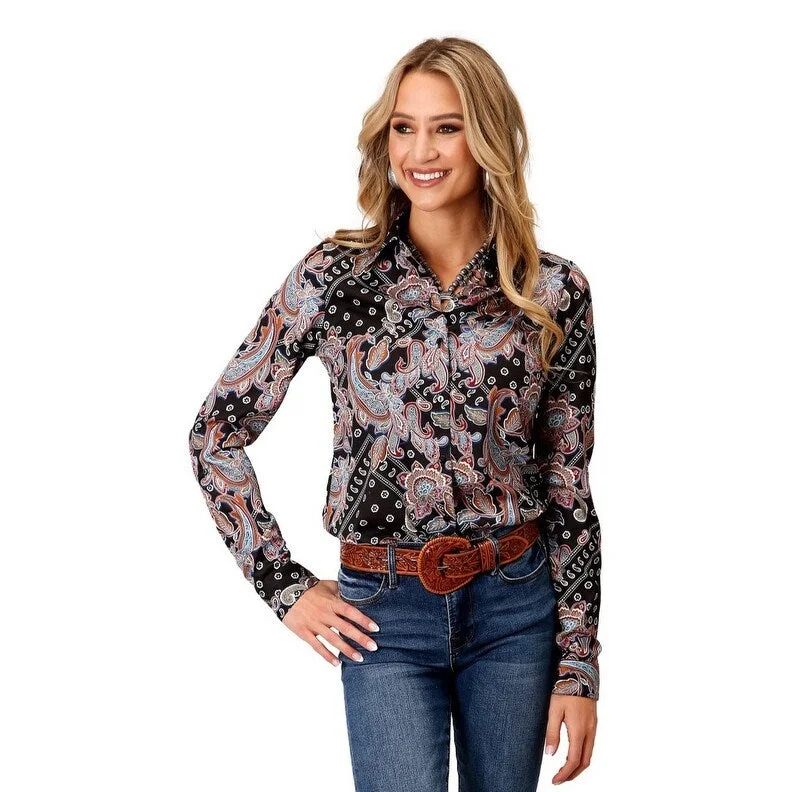 Roper Western Shirt Womens L/S Boho Paisley Black 03-050-0590-1032 BL