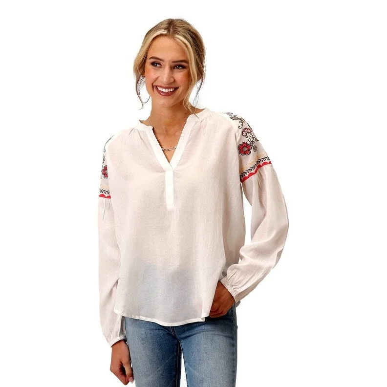 Roper Western Shirt Womens L/S Elastic Cuff White 03-050-0565-3024 WH