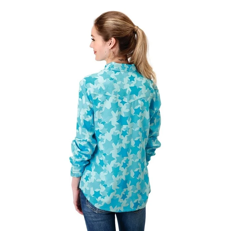 Roper Western Shirt Womens L/S Five Star Blue 03-050-0590-2023 BU